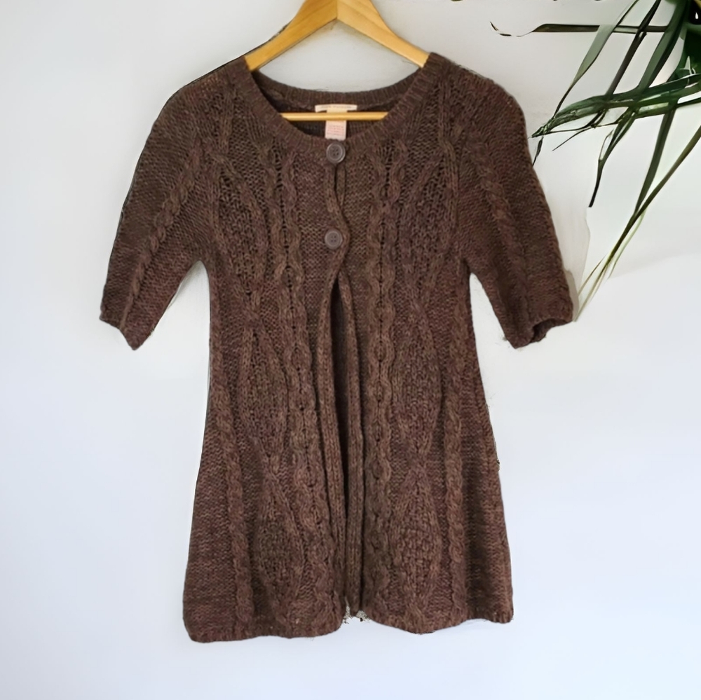 Chocolate brown open front cardigan
